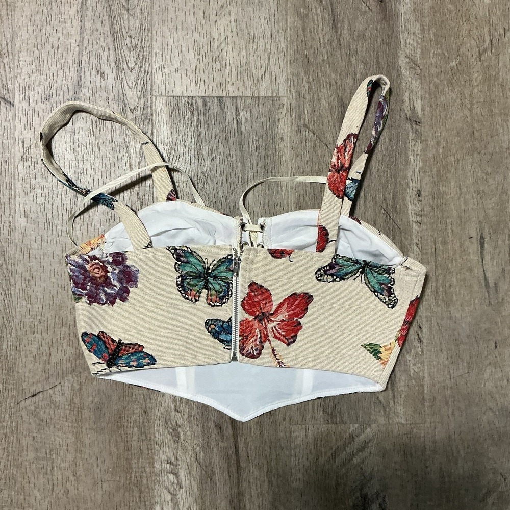 Cider Bug Butterfly Corset Tank Top Y2K Size Small AOP Grandma Floral - Picture 3 of 3